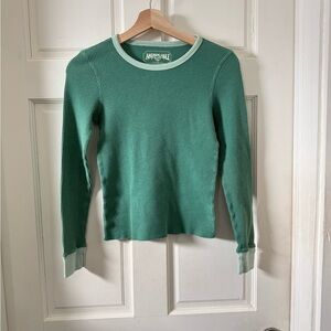 American Eagle Green Waffle Knit Thermal Long Sleeve Top Size XS